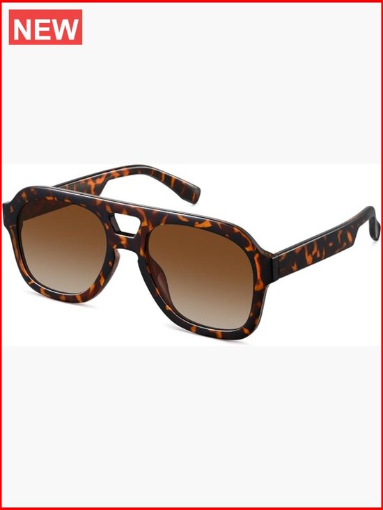 Oversized Flat Top Sunglasses Chunky Retro Aviator Square Shades main image 6
